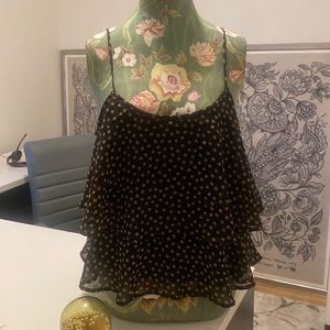 Black and cream polka dot layered top